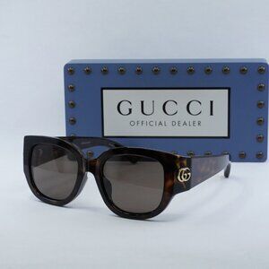 Gucci GG1599SA 002 Cat Eye Sunglasses - Dark Havana/Brown